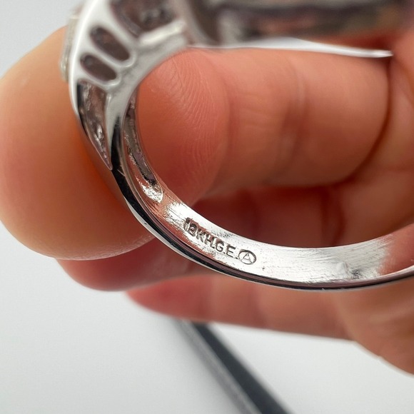 Vintage 18K HGE Cocktail Ring Size 7/7.5 Pear & Baguette Cut Stones Bypass Style - Picture 6 of 9